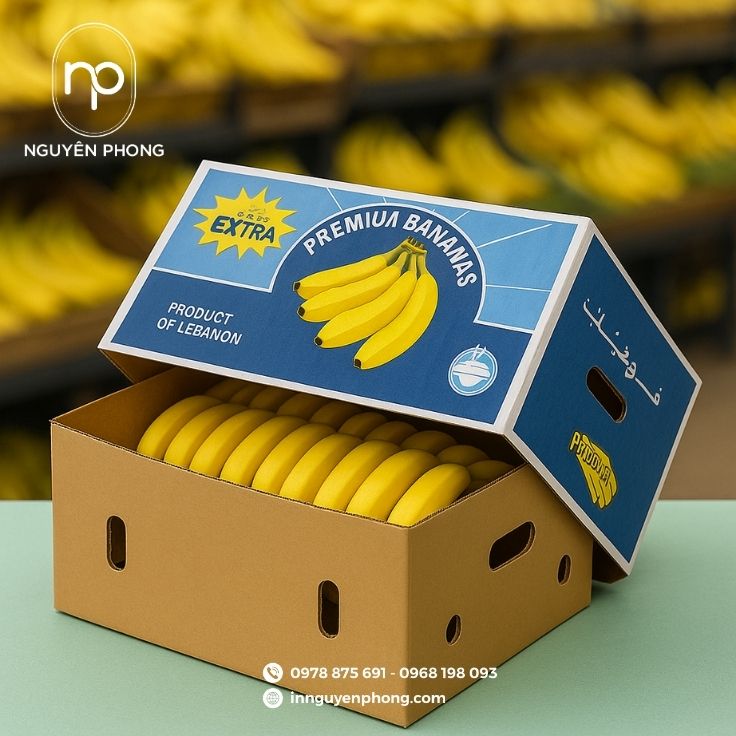 Mẫu hộp carton đựng chuối thiết kế đẹp mắt